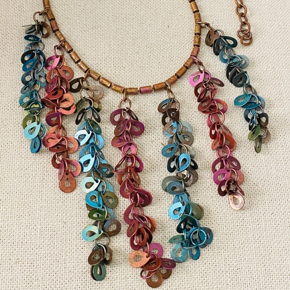 Sarah Cavender Metalworks 32.5" Long Multi Color Fringe Necklace & Earrings Set - Picture 5 of 15